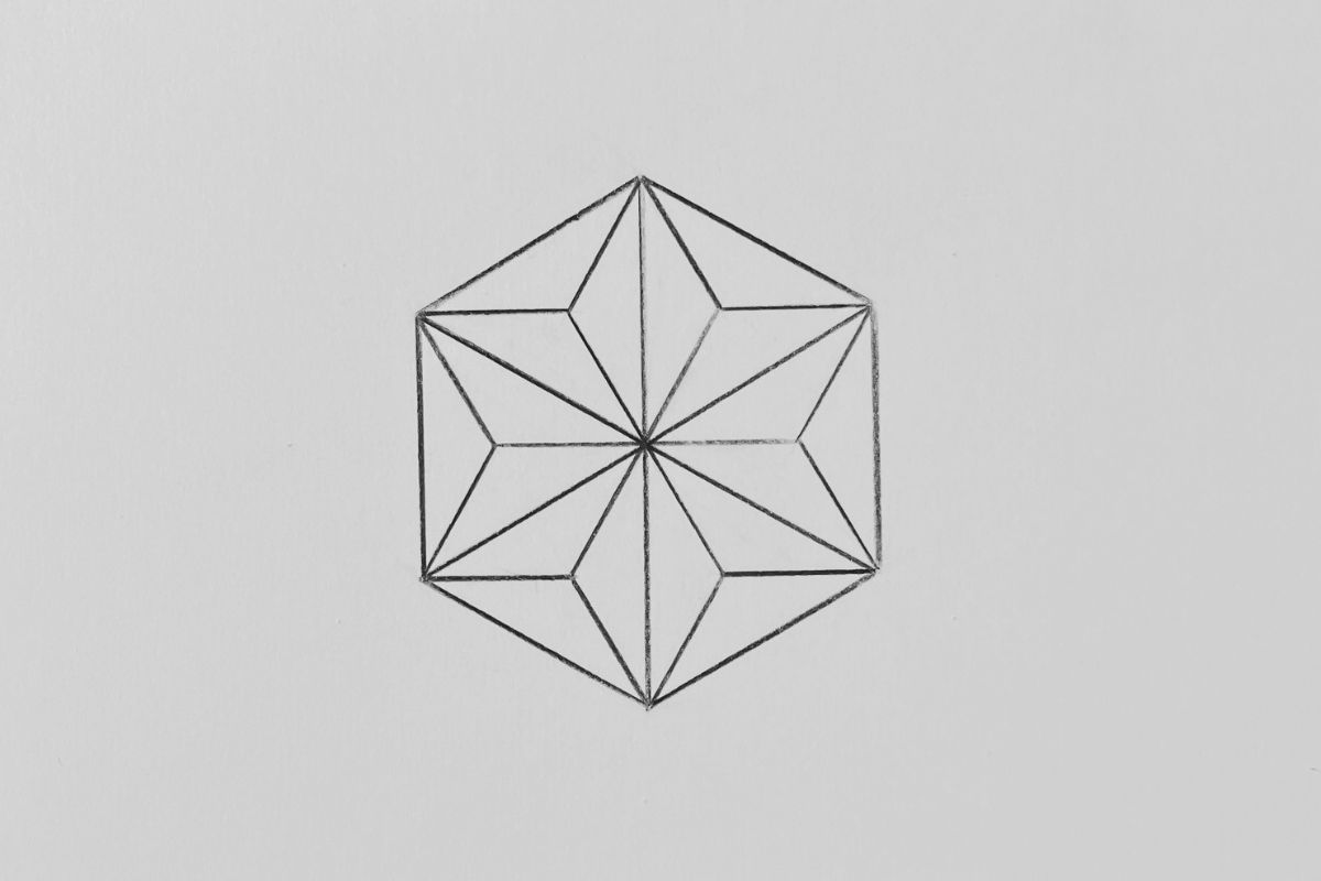 手描きの麻の葉模様